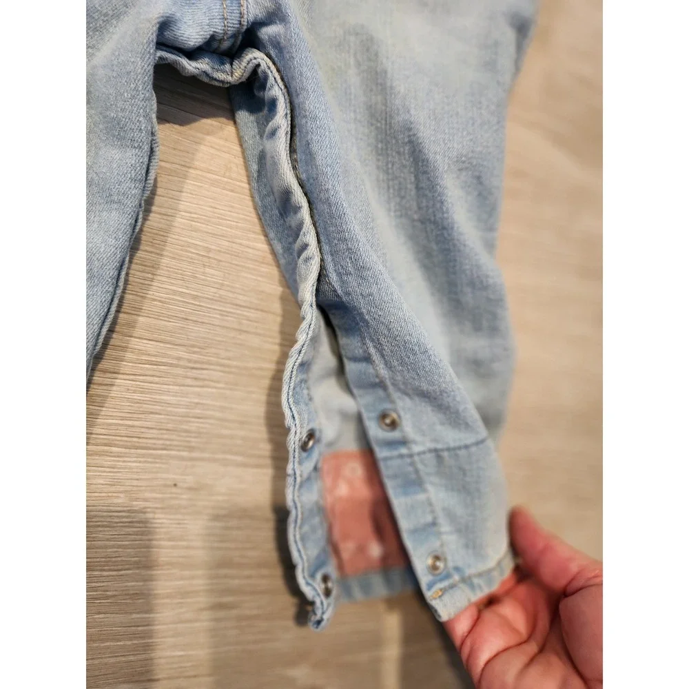 OshKosh B'gosh Baby Boys‎ Light Wash Denim Overalls 18M Snap Inseam 18 Months